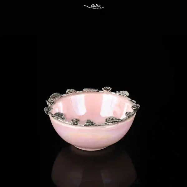 کاسه سرامیک نقره دورگل قطر 10 صورتی