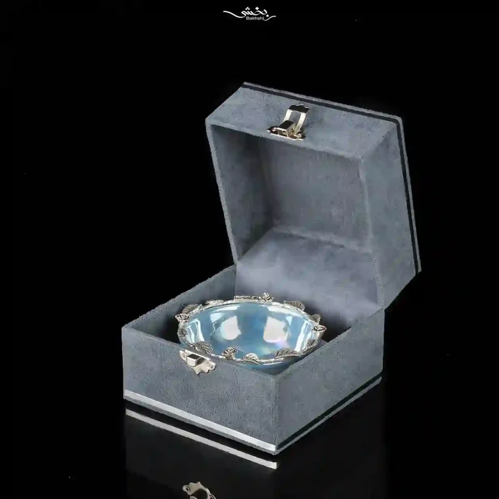 کاسه سرامیک نقره دورگل قطر 10 نیلی