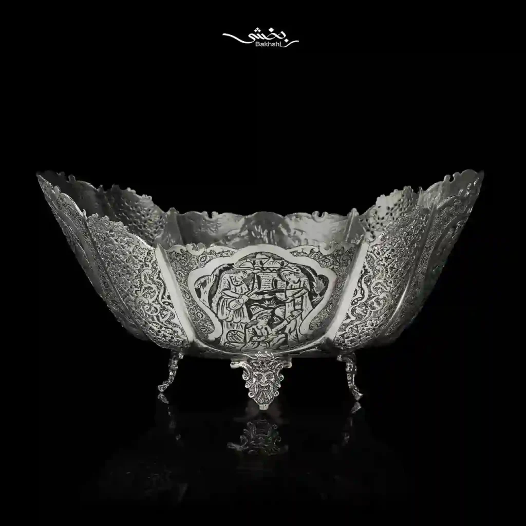 کشکول نقره پایه دار مینیاتور