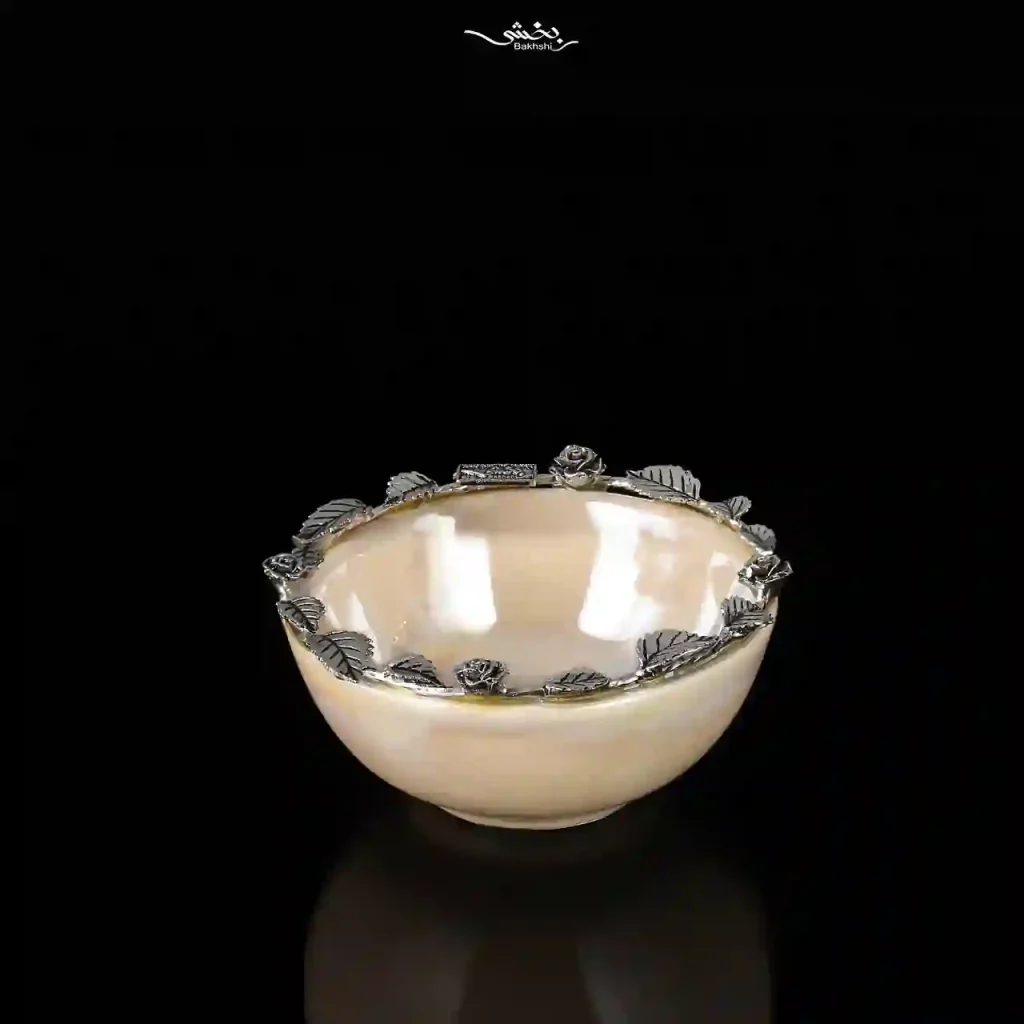 کاسه سرامیک نقره دورگل قطر 10 کرمی