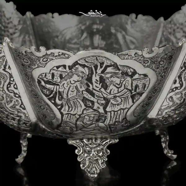کشکول نقره پایه دار مینیاتور