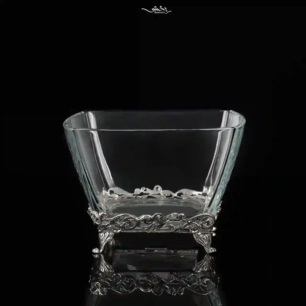 کاسه بلور نقره مربع ابر و باد