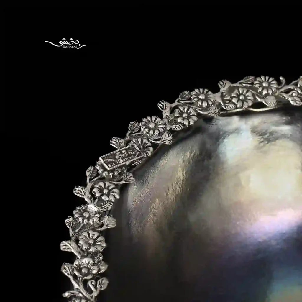 کاسه سرامیک نقره دورگل شکوفه کهربایی