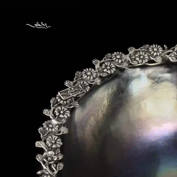 کاسه سرامیک نقره دورگل شکوفه کهربایی