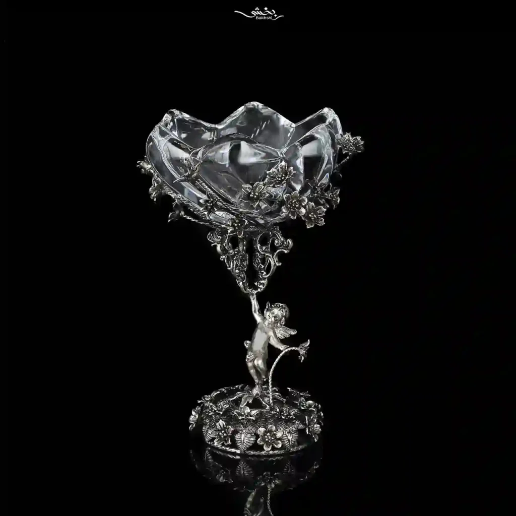 شکلات خوری کریستال نقره فرشته و شکوفه