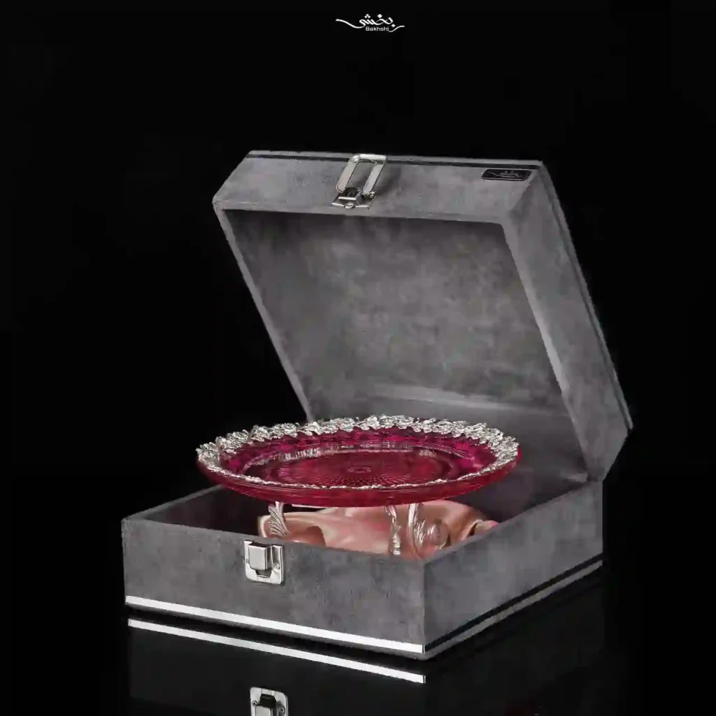 شیرینی خوری نقره و کریستال سرخابی