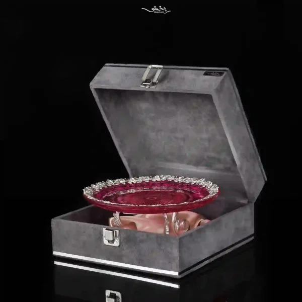 شیرینی خوری نقره و کریستال سرخابی