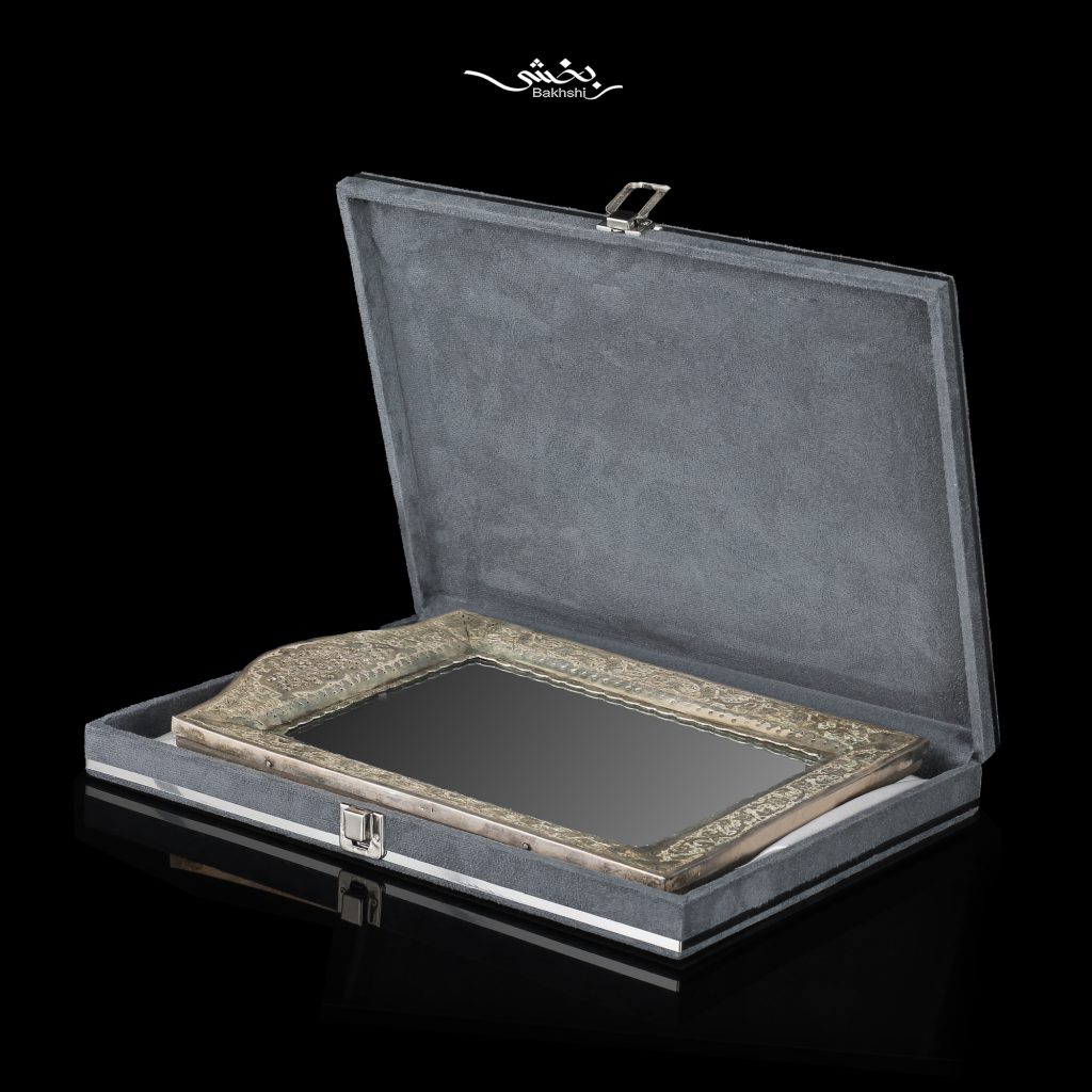 آینه مستطیل تاجدار گل و مرغ