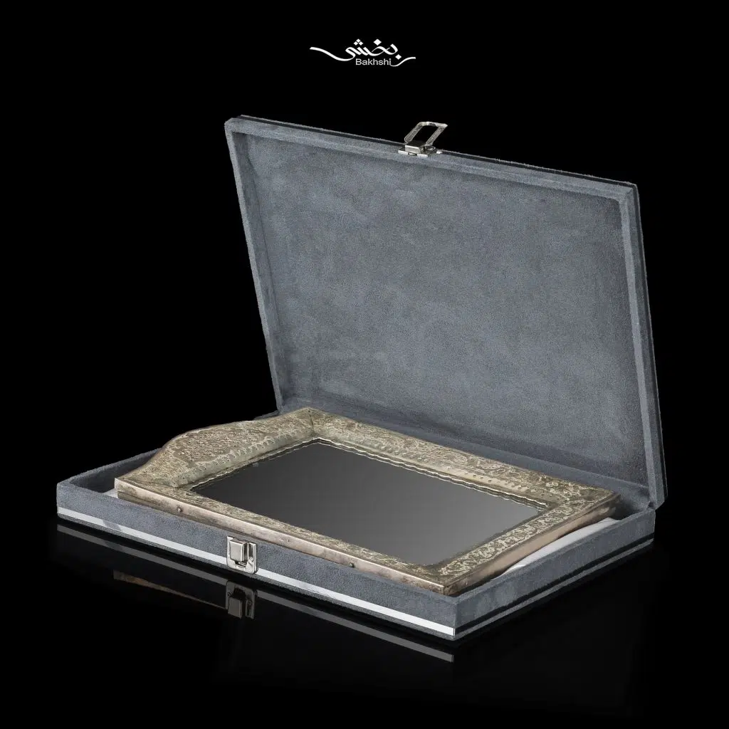 آینه مستطیل تاجدار گل و مرغ