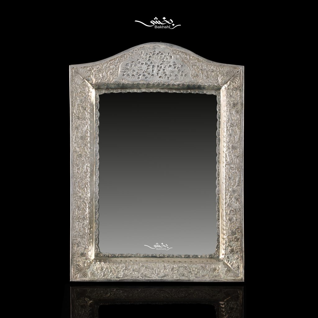 آینه مستطیل تاجدار گل و مرغ