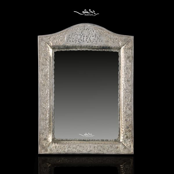 آینه مستطیل تاجدار گل و مرغ