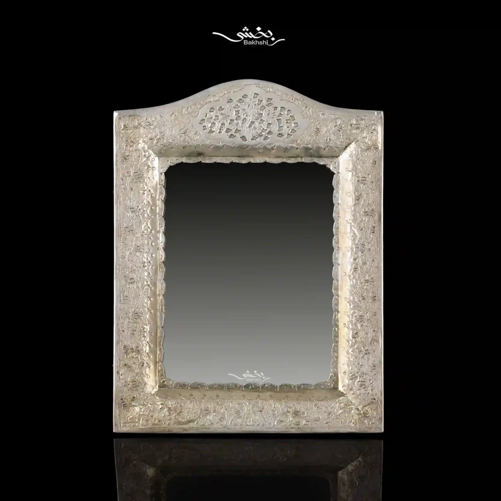 آینه مستطیل تاجدار قلم گل و مرغ