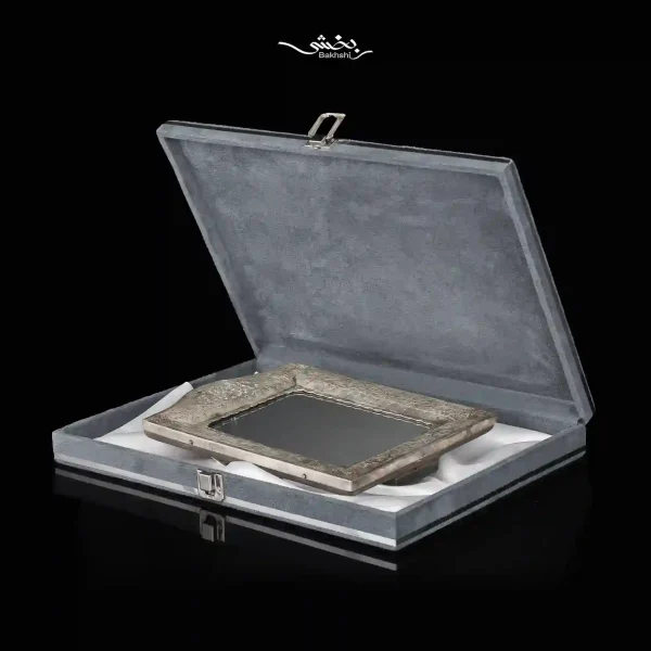 آینه مستطیل تاجدار قلم گل و مرغ