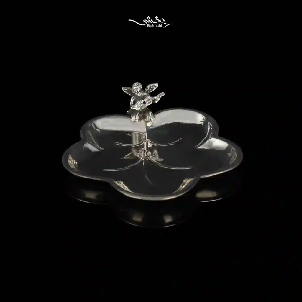 نقل خوری نقره مدرن برگ گرد و فرشته بزرگ