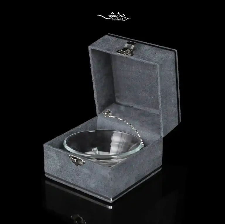کاسه دسته نیمه گل بلور نقره