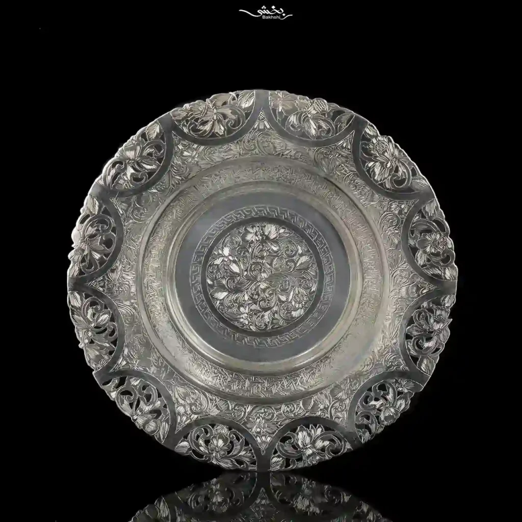 شیرینی خوری نقره قلم تبریز