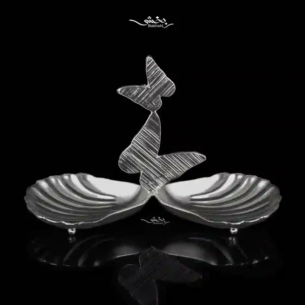 شیرینی خوری نقره دوقلو مدرن صدف و پروانه