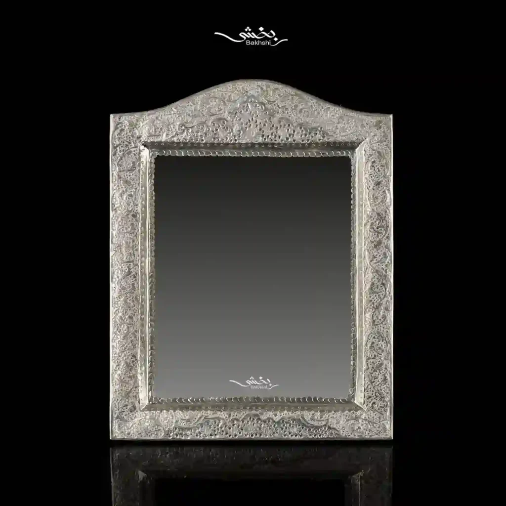 آینه مستطیل تاجدار قلم گل و مرغ