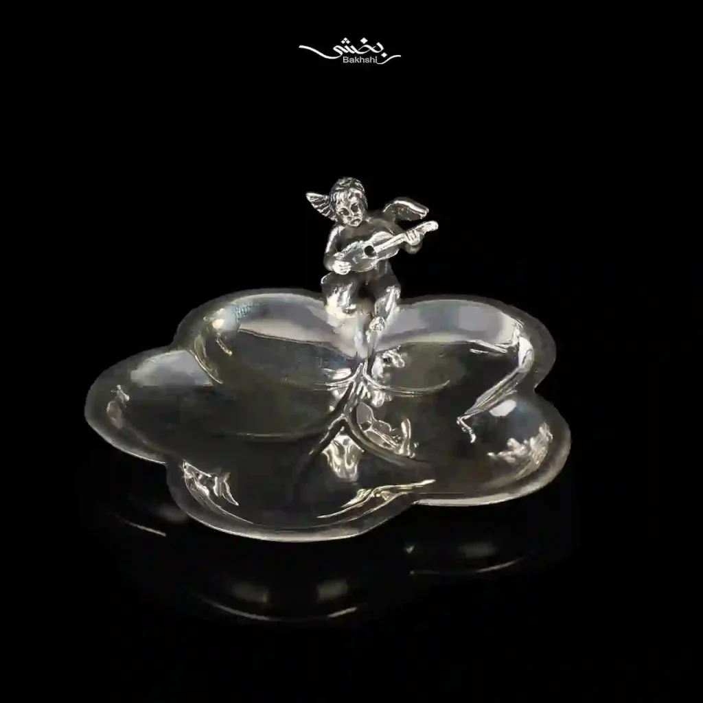 نقل خوری نقره مدرن برگ گرد و فرشته