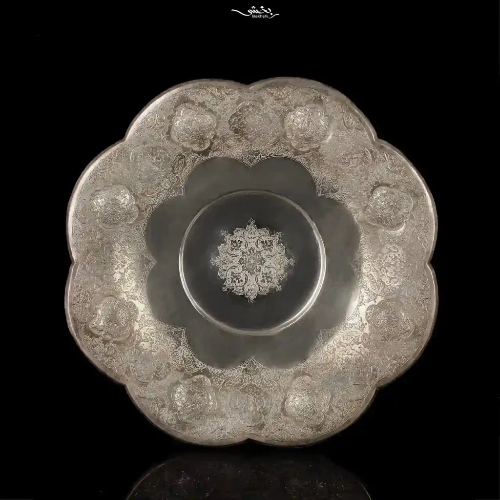 شیرینی خوری نقره گرد قلم ترنج