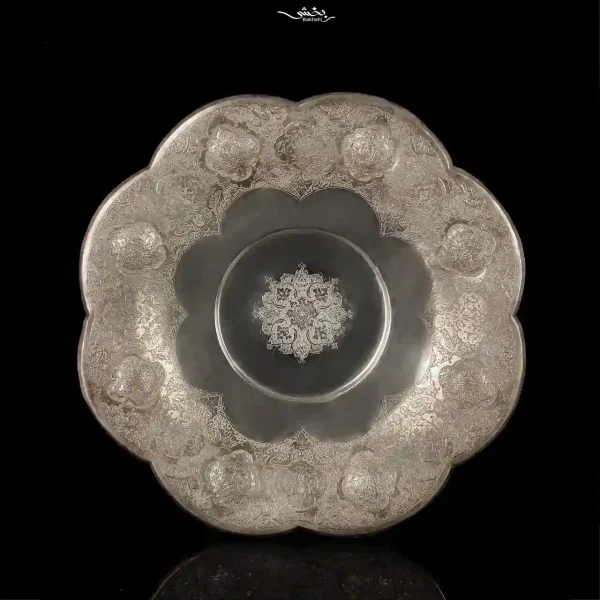 شیرینی خوری نقره گرد قلم ترنج