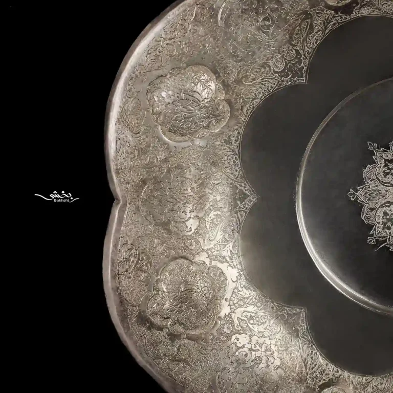 شیرینی خوری نقره گرد قلم ترنج