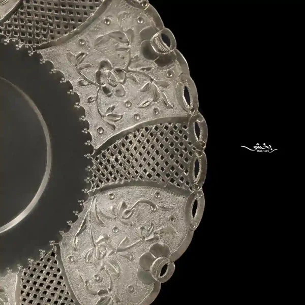 شیرینی خوری نقره قلم گل برجسته