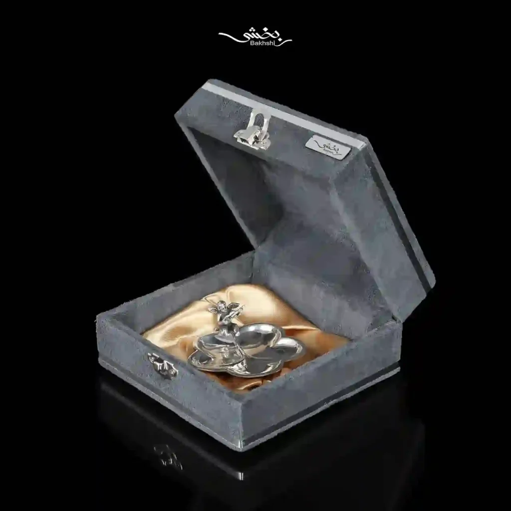 نقل خوری نقره مدرن برگ گرد و فرشته