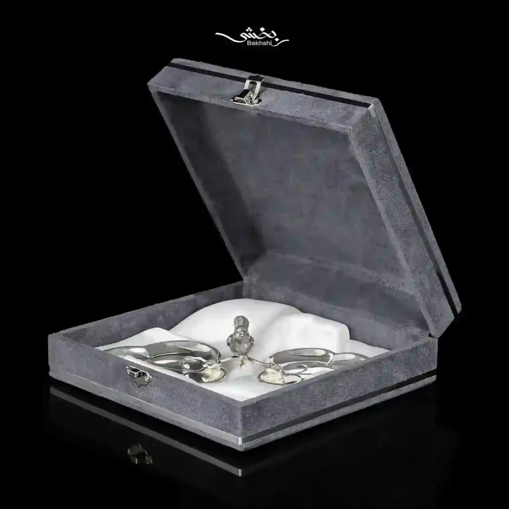 نقل خوری دوقلو نقره مدرن گنجشک