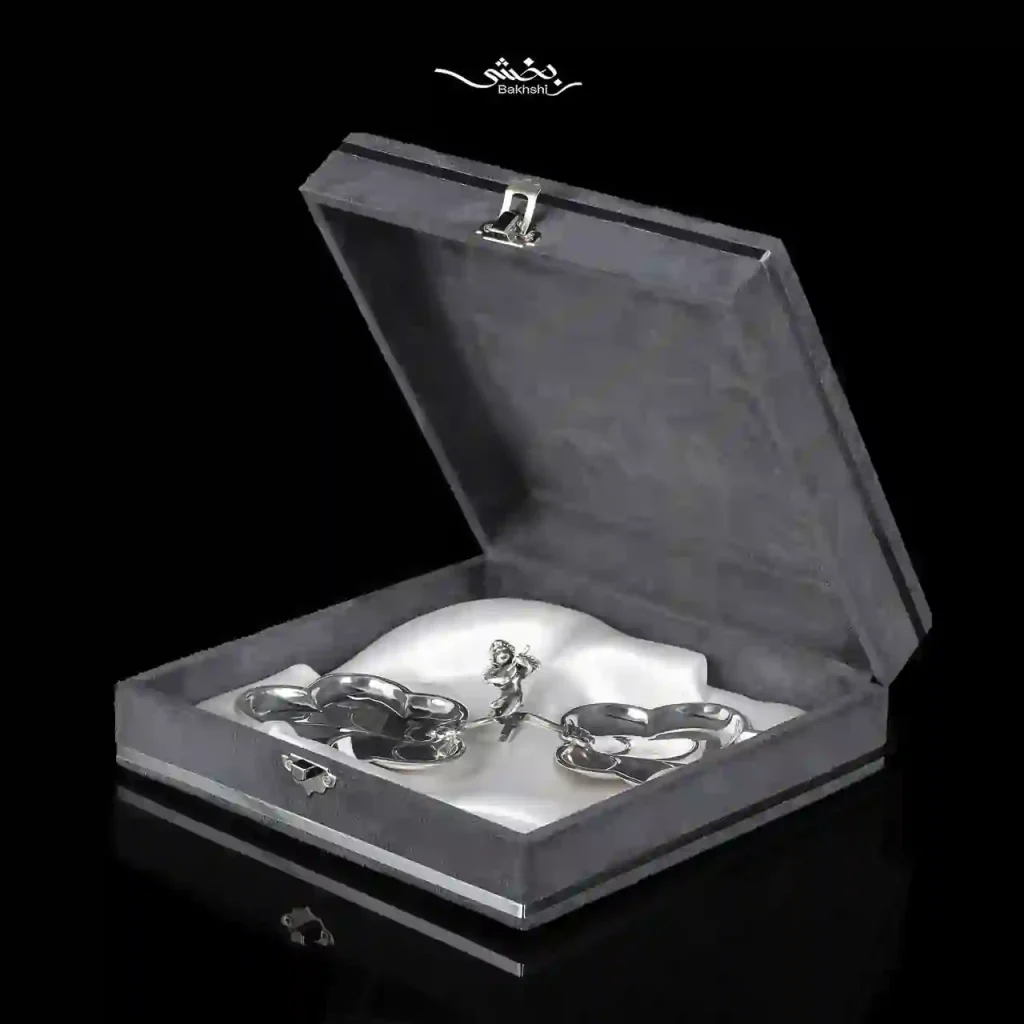 شیرینی خوری دوقلو نقره برگ گرد و فرشته