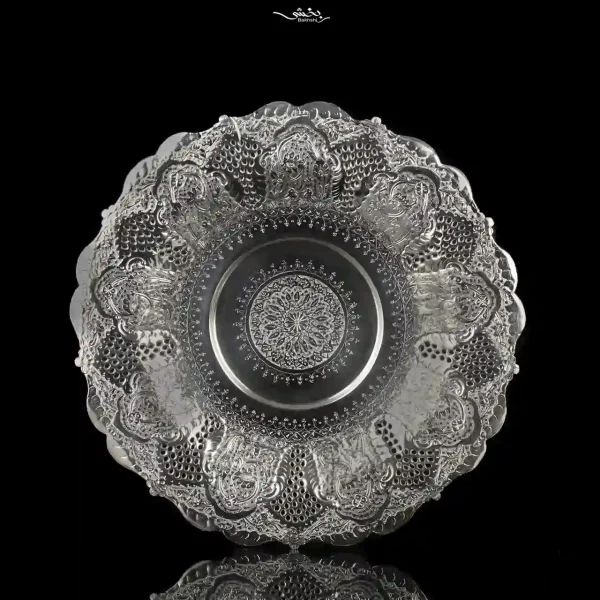 شیرینی خوری نقره گرد قلم گل و مرغ پایه ریختگی