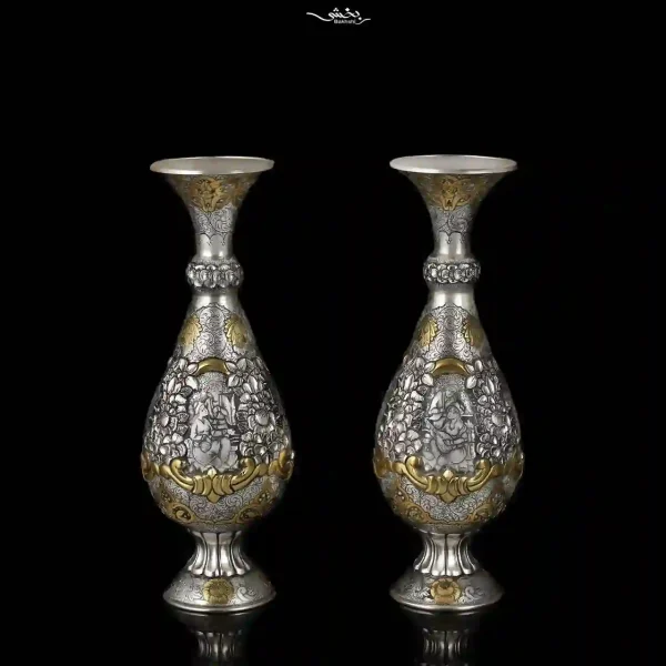 گلدان نقره جفت خمره ای ملغمه اعلا