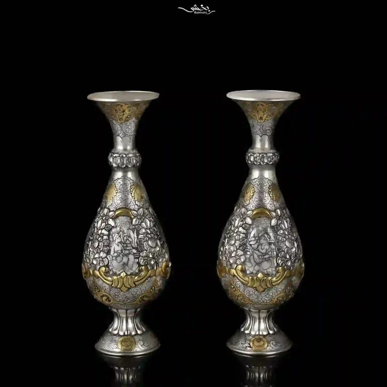 گلدان نقره جفت خمره ای ملغمه اعلا
