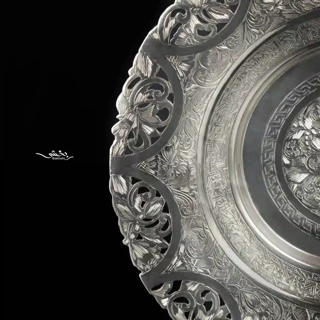 شیرینی خوری نقره قلم تبریز