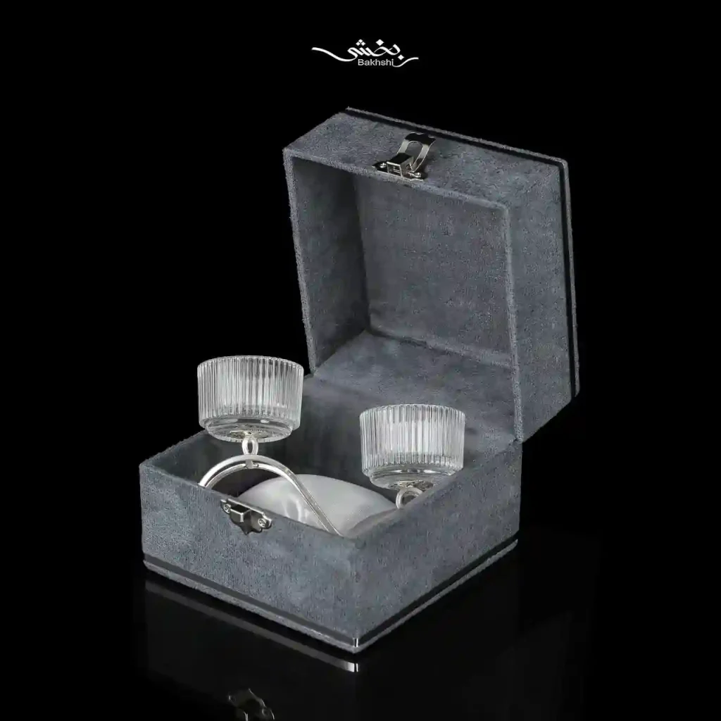 شمعدان بلور نقره دوشاخه