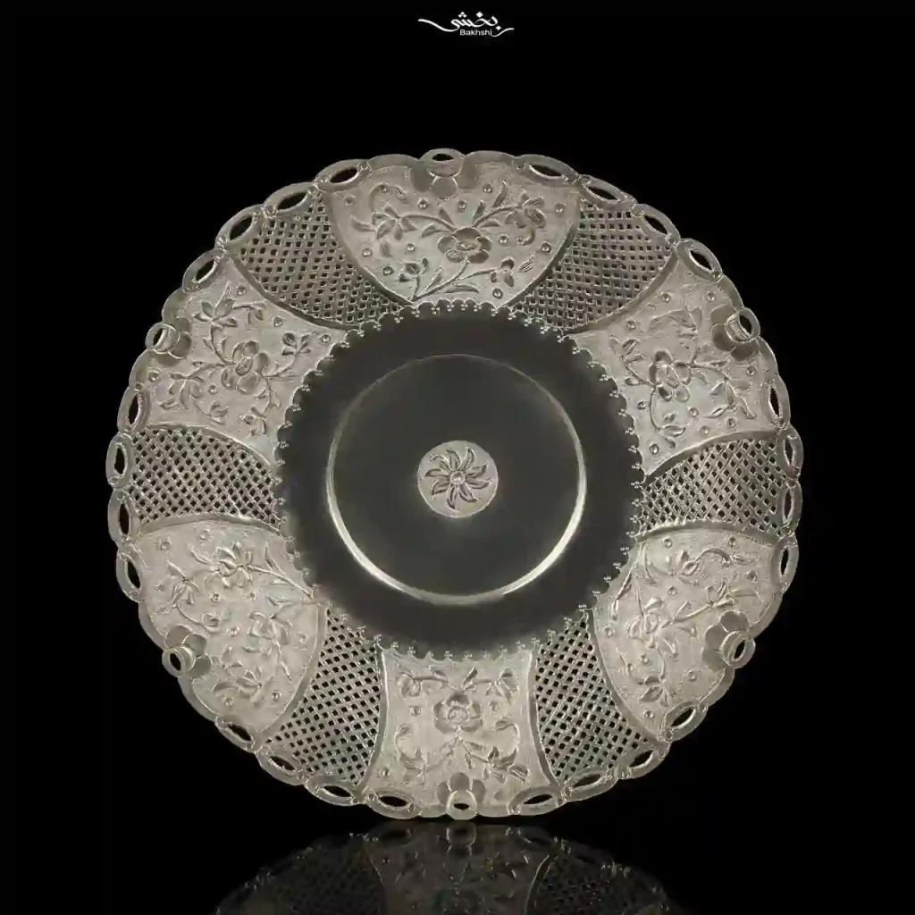 شیرینی خوری نقره قلم گل برجسته