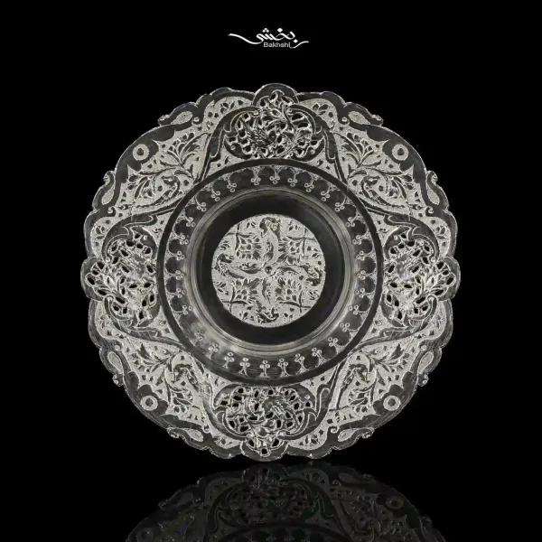 شیرینی خوری نقره پایه دار قلم گل و مرغ