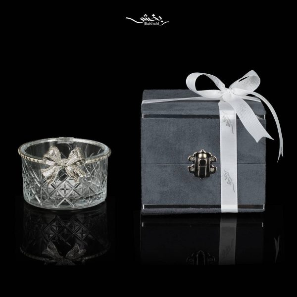 کاسه پاپیونی بلور نقره ریخته گری
