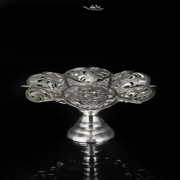 شیرینی خوری نقره گرد قلم تبریز پایه دار
