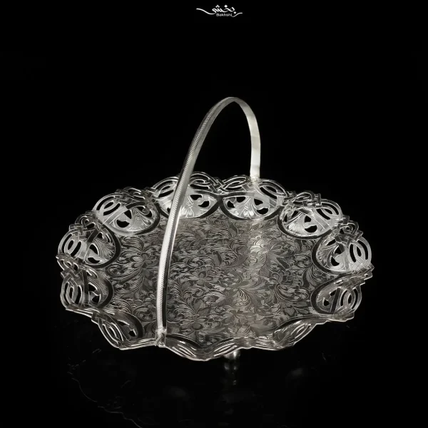 سبد نقره دسته دار گرد قلم تبریز