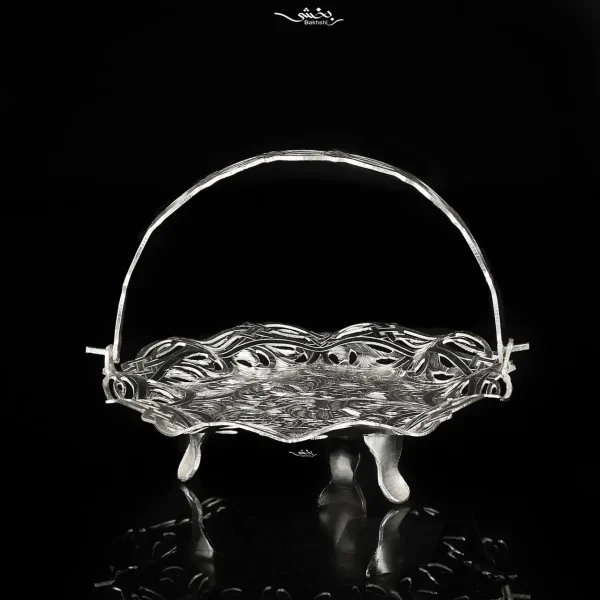 سبد نقره دسته دار قلم تبریز گرد کوچک