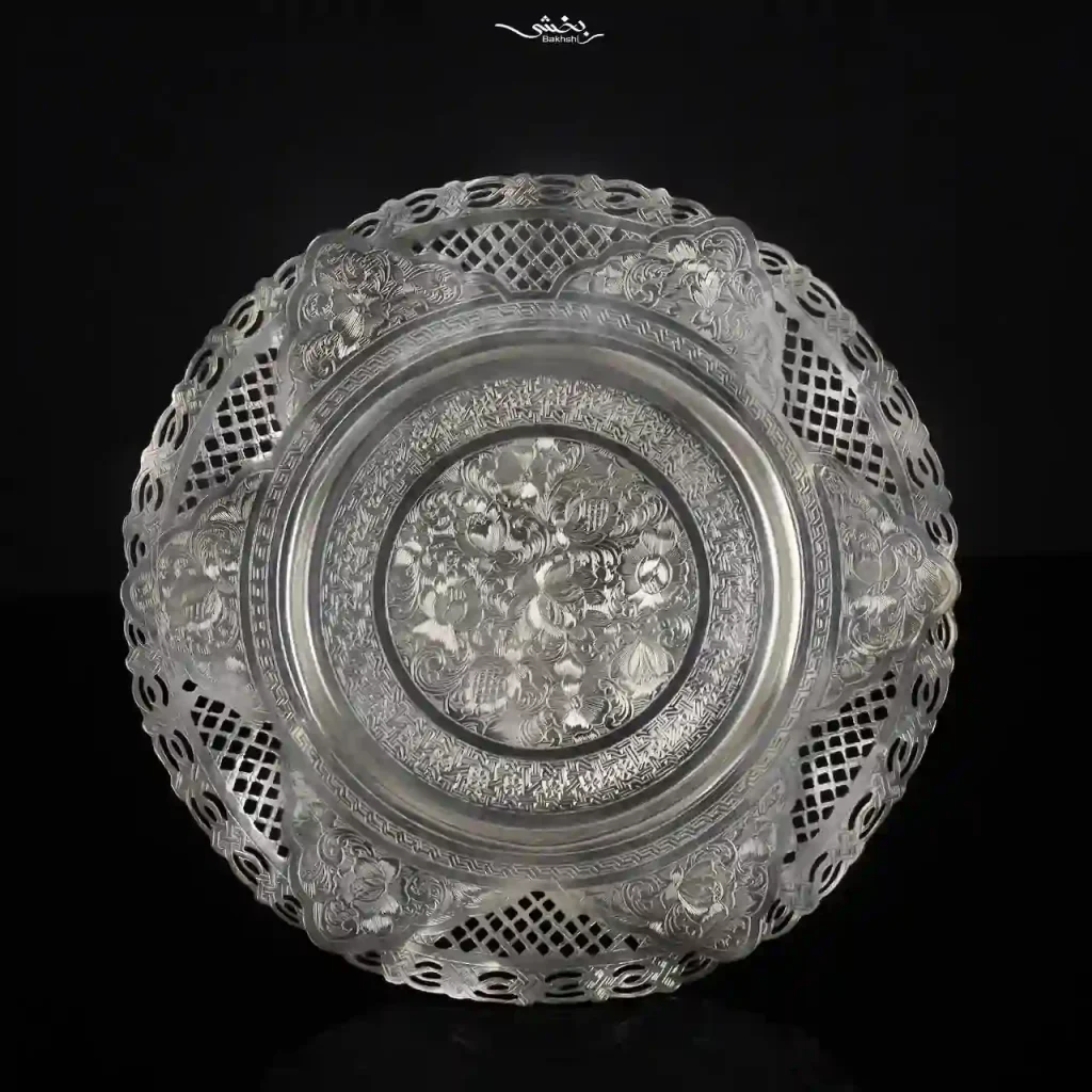شیرینی خوری نقره گرد قلم تبریز