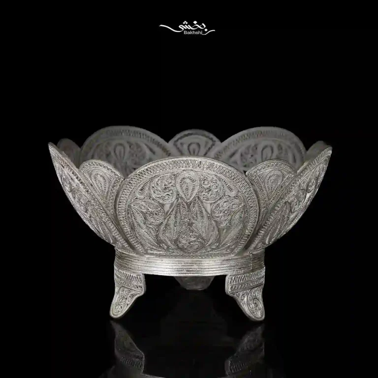 کاسه نقره گرد ملیله زنجان
