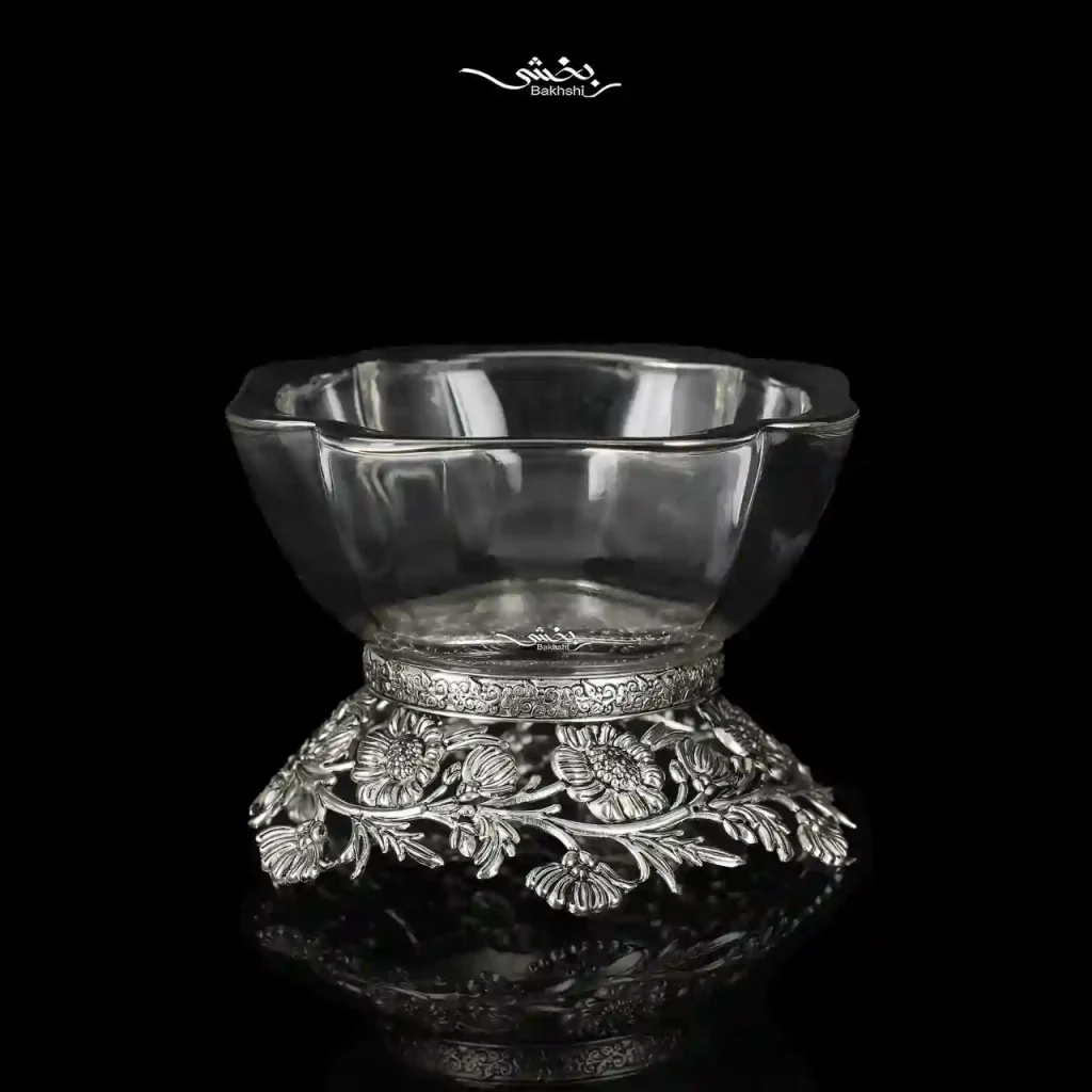 کاسه شش عددی کریستال نقره گل آفتاب گردان