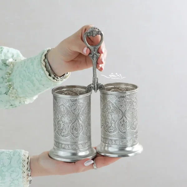 جای کارد و چنگال نقره گل و مرغ