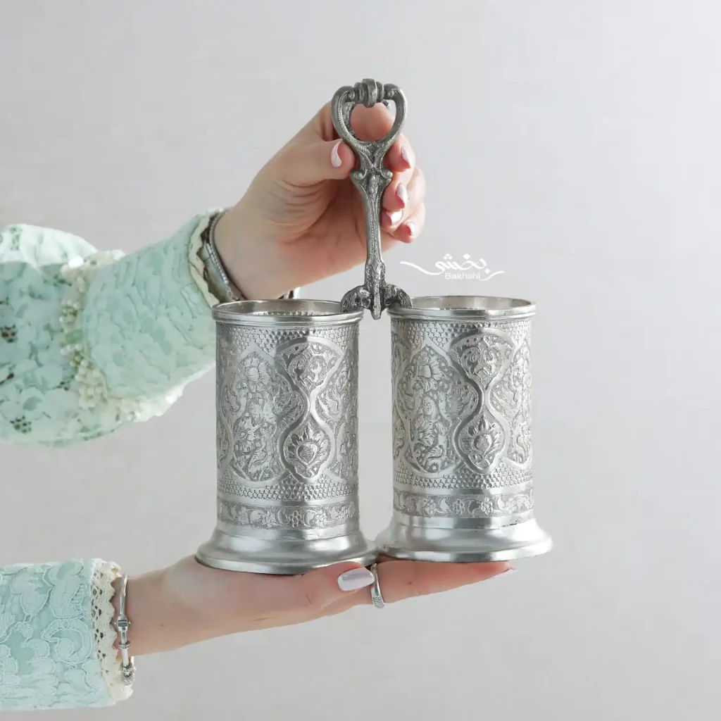 جای کارد و چنگال نقره گل و مرغ