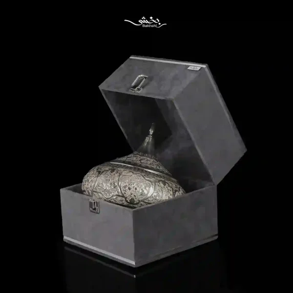 گزخوری نقره درب دار گل و مرغ
