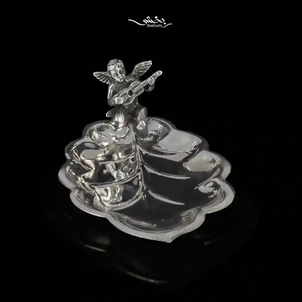 شیرینی خوری نقره مدرن برگ بلوط و فرشته