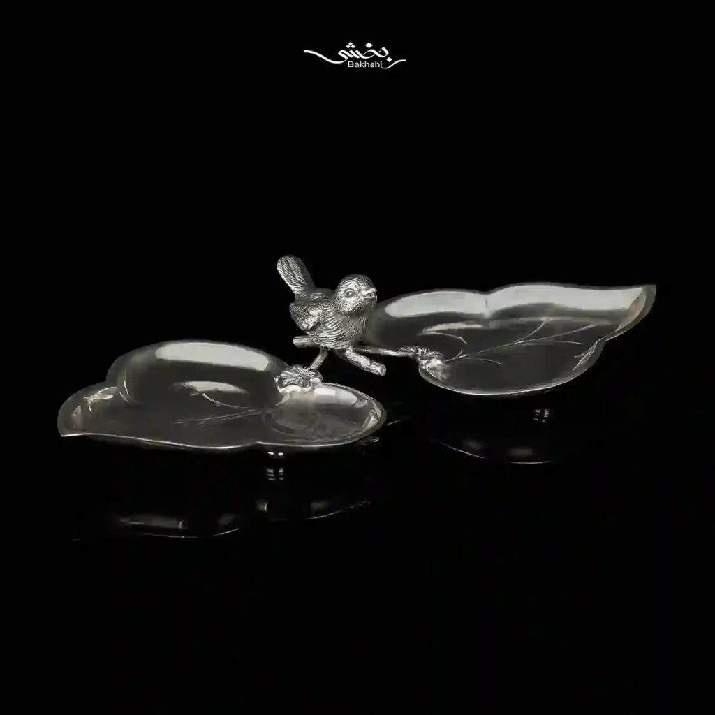 شیرینی خوری دوقلو نقره مدرن گنجشک بزرگ
