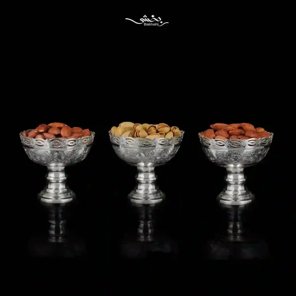 کاسه نقره پایه دار شش عددی قلم تبریز